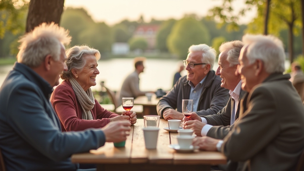 Seniori baudī kafiju un draudzību brauciena pauzē
